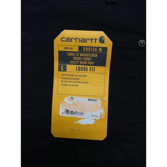 Carhartt Loose Fit Washed Duck Double-Front Black Utility Work Pant Men's 40x32 - Picture 14 of 15